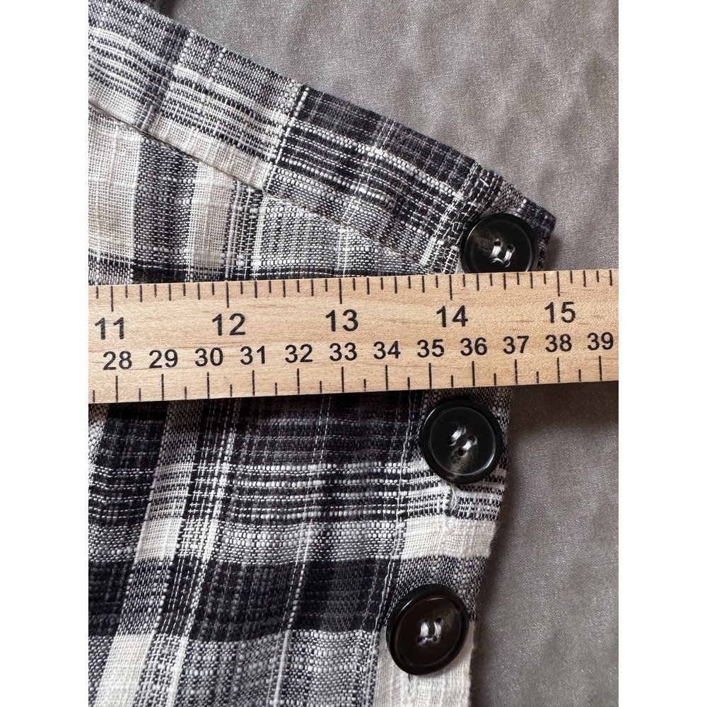 First Monday Plaid Wide Leg Jumpsuit XS Black White Button Detail Cotton - Picture 6 of 9